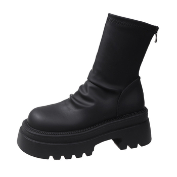 Sieviešu Martin zābaki ar bieza zole, mākslīgā PU augšdaļa, aizmugurē rāvējslēdzējs, 6–8 cm platais papēdis