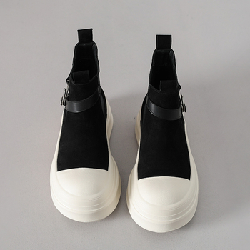 Sieviešu paaugstināta augstuma zābaki ar auduma augšdaļu, gumijas zoli, zems šņorējums, priekšējais šņorējums, apaļa purngala