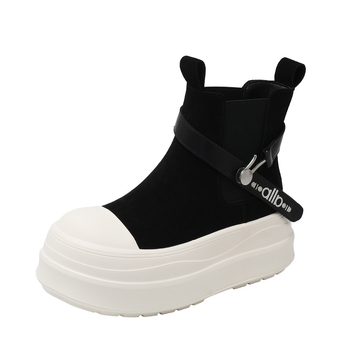 Sieviešu paaugstināta augstuma zābaki ar auduma augšdaļu, gumijas zoli, zems šņorējums, priekšējais šņorējums, apaļa purngala