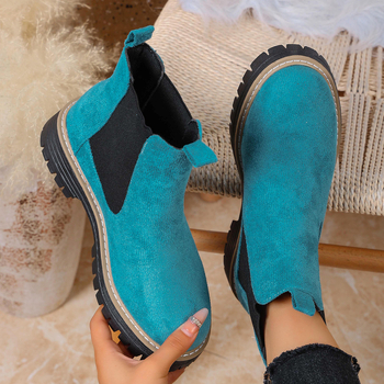 Sieviešu Martin zābaki, britu stilā, apaļa purngala, bieza zole, slip-on, augšējā materiāla sintētiskā āda, iekšējā odere