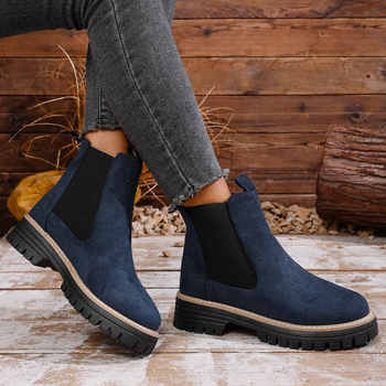 Sieviešu Martin zābaki, britu stilā, apaļa purngala, bieza zole, slip-on, augšējā materiāla sintētiskā āda, iekšējā odere