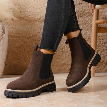 Sieviešu Martin zābaki, britu stilā, apaļa purngala, bieza zole, slip-on, augšējā materiāla sintētiskā āda, iekšējā odere