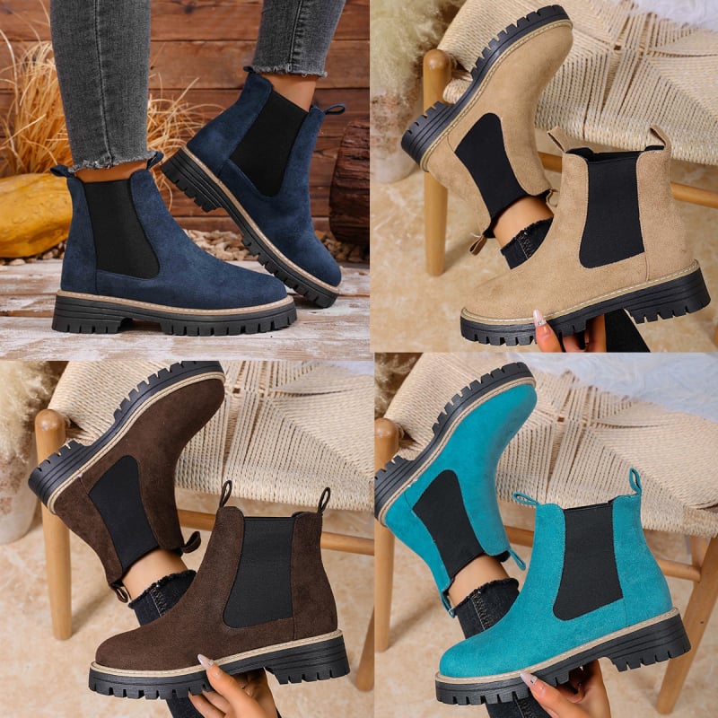 Sieviešu Martin zābaki, britu stilā, apaļa purngala, bieza zole, slip-on, augšējā materiāla sintētiskā āda, iekšējā odere