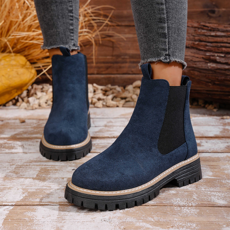 Sieviešu Martin zābaki, britu stilā, apaļa purngala, bieza zole, slip-on, augšējā materiāla sintētiskā āda, iekšējā odere