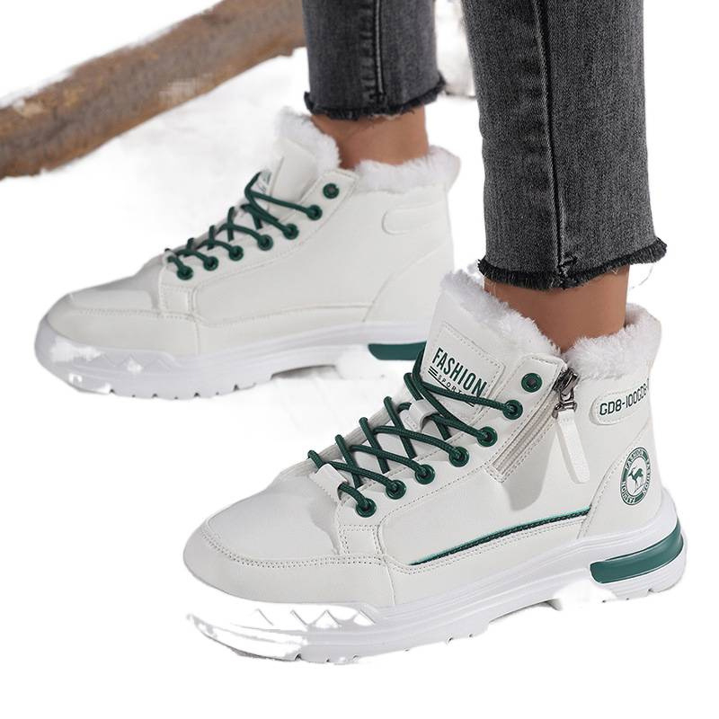 Γυναικεία χειμωνιάτικα βαμβακερά παπούτσια με επάνω μέρος από PU, στρογγυλή μύτη, χαμηλό τακούνι 1-3 cm