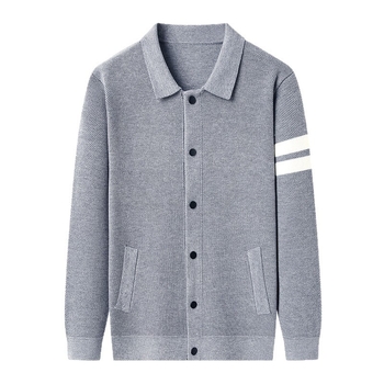 Плетен кардиган с яка с обръщане, дълги ръкави, джобове, смесена материя полиестер/вискоза/найлон