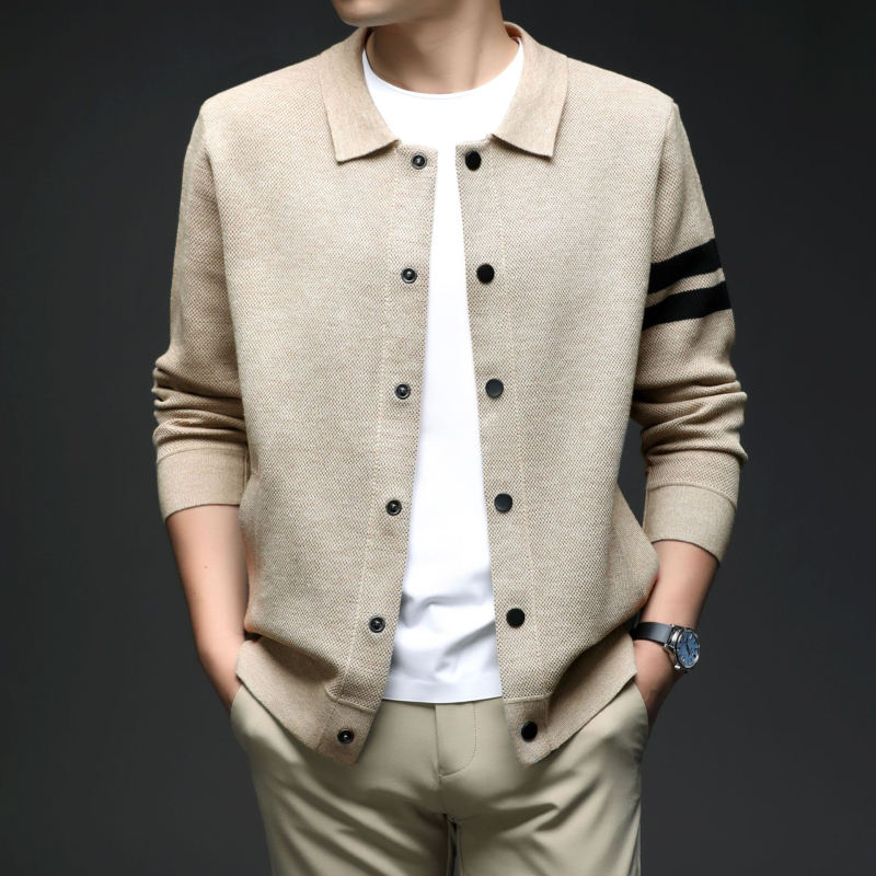 Megztas kardiganas su nuleidžiama apykakle, ilgomis rankovėmis, kišenėmis, pluošto mišinio audinys (polisteris–viskozė–nylon)