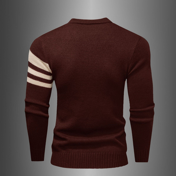 Пуловер с цветни блокове, минималистичен стил, Slim-fit, Turn-down яка, дълги ръкави, синтетична смес, 100% полиестер