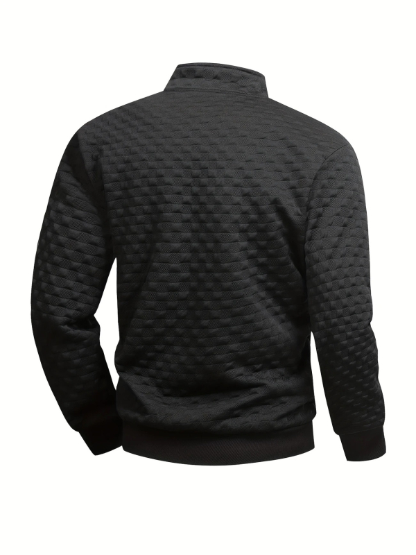 Ανδρικό ελαφρύ φούτερ από πολυεστέρα με σταθερό γιακά και φερμουάρ, μακριά μανίκια, μονόχρωμο, ιδανικό για άνοιξη-φθινόπωρο