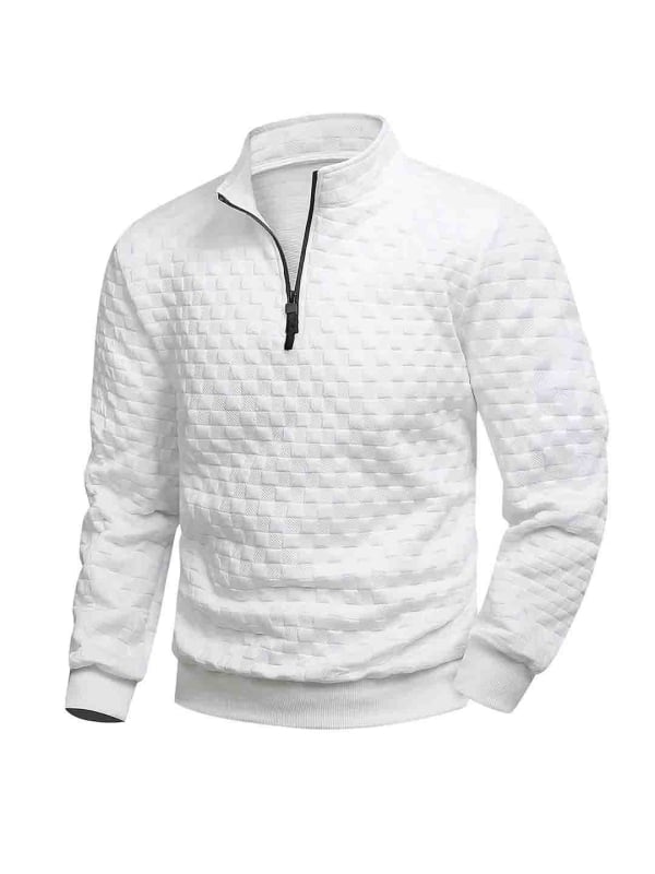 Ανδρικό ελαφρύ φούτερ από πολυεστέρα με σταθερό γιακά και φερμουάρ, μακριά μανίκια, μονόχρωμο, ιδανικό για άνοιξη-φθινόπωρο