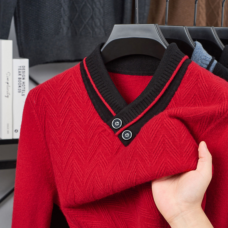 Vyrams skirtas megztinis su V kaklu, jacquard pynė, vidutinio storio, akrilo/polisterio/nylon mišinys, galima plauti mašinoje