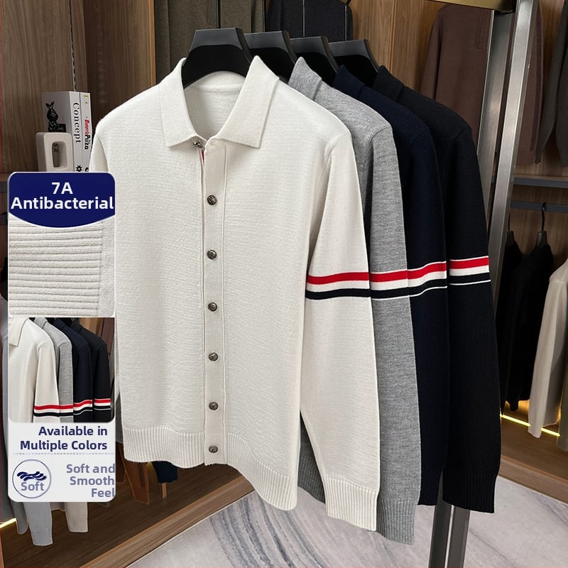 Vyrinis megztinis kardiganas su Turn-Down apykakle, ilgomis rankovėmis, įprasto tankio, akrilinis mišinys 58.7%