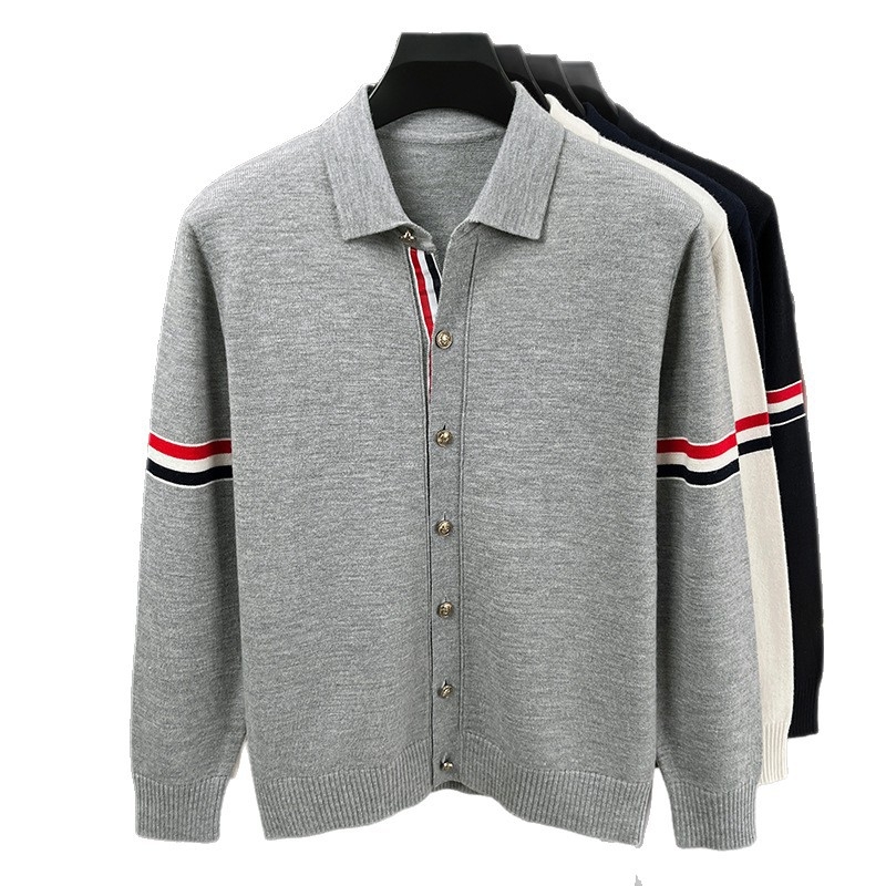 Vyrinis megztinis kardiganas su Turn-Down apykakle, ilgomis rankovėmis, įprasto tankio, akrilinis mišinys 58.7%