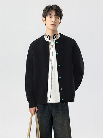 Πλεκτό cardigan με στρογγυλή λαιμόκοψη, άνετη γραμμή, αναπνεύσιμη ακρυλική σύνθεση για καθημερινή χρήση