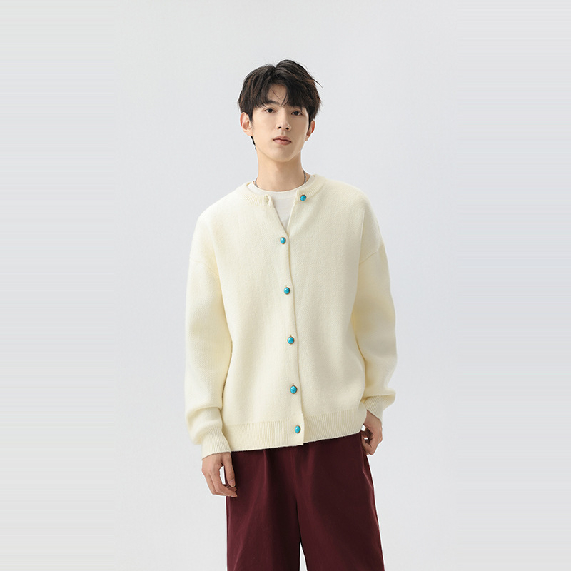 Πλεκτό cardigan με στρογγυλή λαιμόκοψη, άνετη γραμμή, αναπνεύσιμη ακρυλική σύνθεση για καθημερινή χρήση