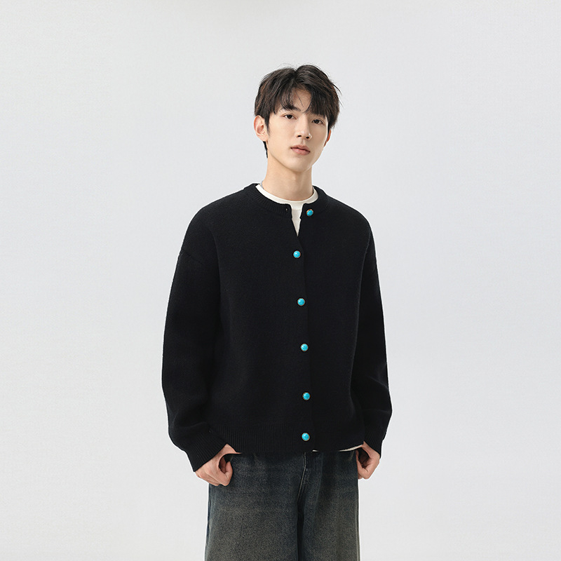 Πλεκτό cardigan με στρογγυλή λαιμόκοψη, άνετη γραμμή, αναπνεύσιμη ακρυλική σύνθεση για καθημερινή χρήση