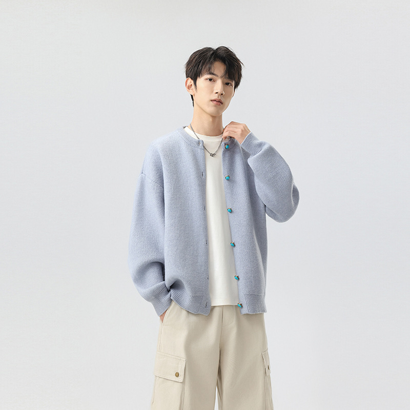 Πλεκτό cardigan με στρογγυλή λαιμόκοψη, άνετη γραμμή, αναπνεύσιμη ακρυλική σύνθεση για καθημερινή χρήση