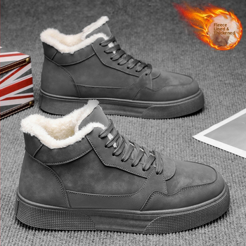 Ziemas vīriešu sniega zābaki ar biezu zoli un PU augšpusu