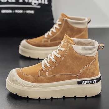 Vidutinio aukščio batai su mikropluošto viršumi, apvalus pirštas, guminiu padu, raišteliai