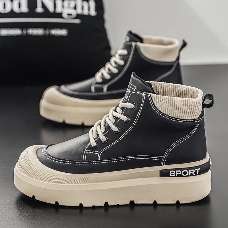 Vidutinio aukščio batai su mikropluošto viršumi, apvalus pirštas, guminiu padu, raišteliai