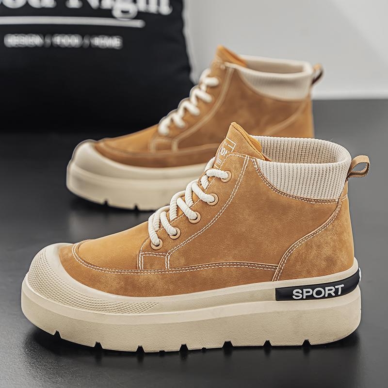 Vidutinio aukščio batai su mikropluošto viršumi, apvalus pirštas, guminiu padu, raišteliai