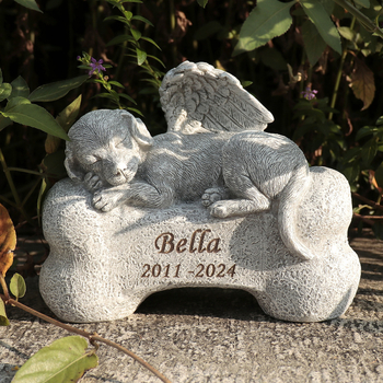 Паметник за домашни любимци от смола за градина с лазерно гравиране — модерен минималистичен стил