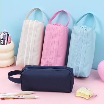 Pieštukų dėklas - Didelė talpa, Dvigubo sluoksnio, Oxford audinys, Dvigubas užtrauktukas, Korėjiško stiliaus