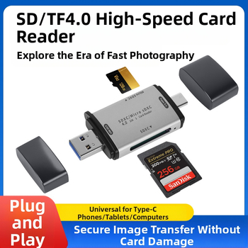 Hexing SD/TF/MicroSD 4.0 USB-C Dvojni čitač kartica