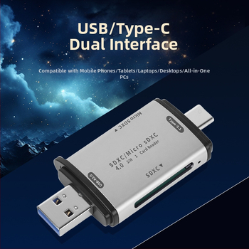 Hexing SD/TF/MicroSD 4.0 USB-C Dvojni čitač kartica