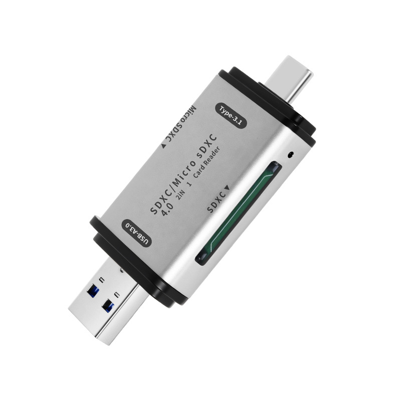 Hexing SD/TF/MicroSD 4.0 USB-C Dvojni čitač kartica
