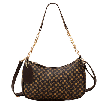 Eleganti PU crossbody krepšys su retro spauda, kompakti stačiakampis formos; turi telefonų kišenę ir dokumentų kišenę; užsegama užtrauktuku; dvigubos peties juostos; tinkama kasdieniam dėvėjimui.