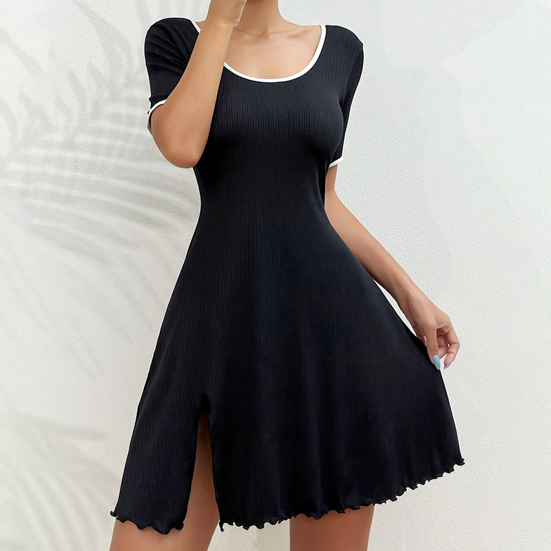 Moteriška vientisas pižama namų drabužiams — apvalus kaklo iškirptė, 3/4 rankovės, poliesteris, vidutinio sunkumo audinys (181–200 g/m²)