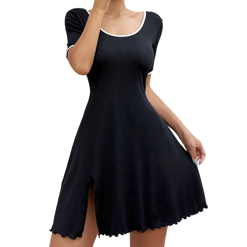 Moteriška vientisas pižama namų drabužiams — apvalus kaklo iškirptė, 3/4 rankovės, poliesteris, vidutinio sunkumo audinys (181–200 g/m²)