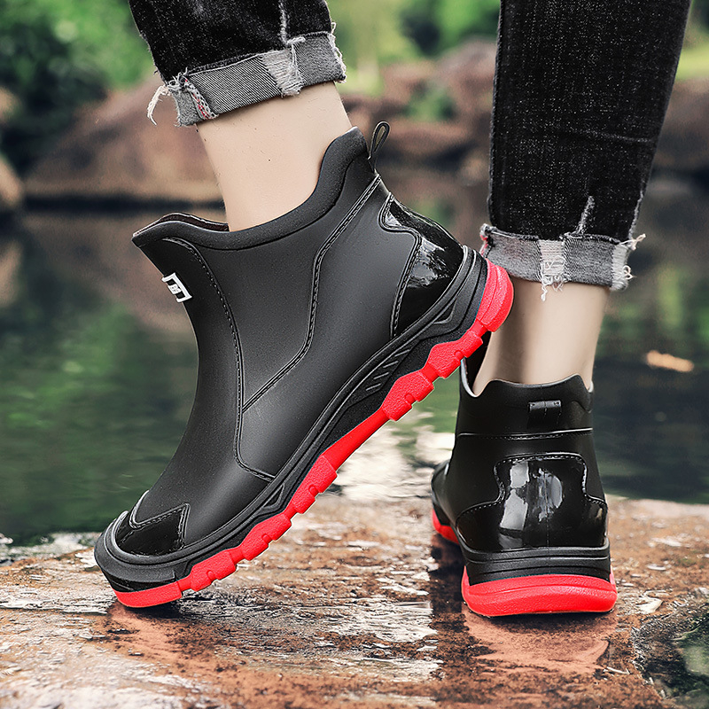 Ανδρικές βροχής μποτάκια, πλαστικό επάνω μέρος και σόλα, χαμηλό ύψος, αντιολισθητικά και ανθεκτικά στη φθορά