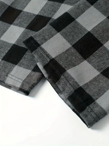 Naktinės kelnaitės su patikrintu raštu, pusės fleece audinys, medvilnės kiekis mažiau nei 30%, 2025 m. pavasario paleidimas