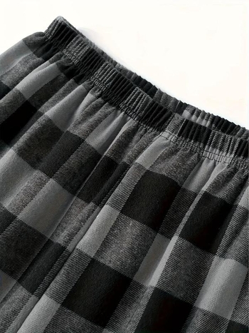 Naktinės kelnaitės su patikrintu raštu, pusės fleece audinys, medvilnės kiekis mažiau nei 30%, 2025 m. pavasario paleidimas