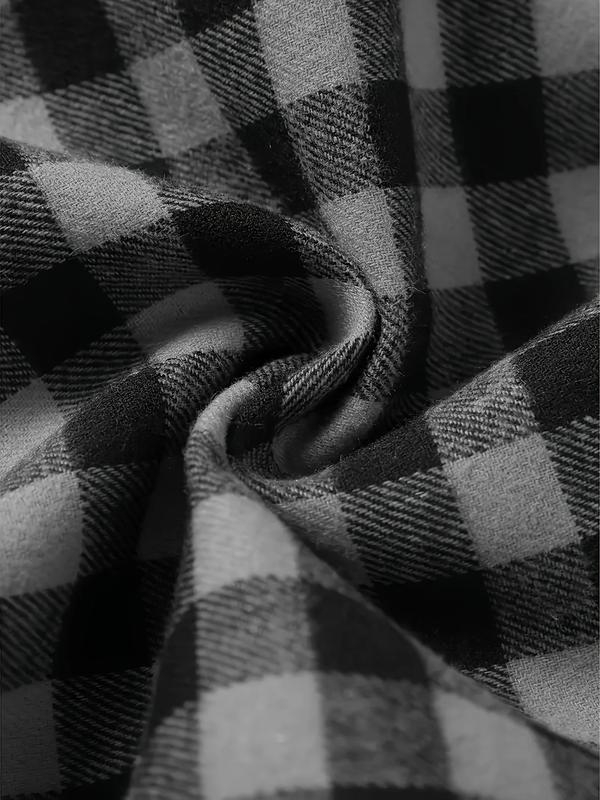 Naktinės kelnaitės su patikrintu raštu, pusės fleece audinys, medvilnės kiekis mažiau nei 30%, 2025 m. pavasario paleidimas