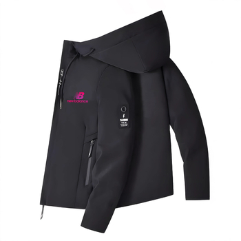 Vyrų sportinis švarkas su gobtuvu, stovinčiu apykaklė, užtrauktukas, spaudinys, pavasario–rudens sezonai