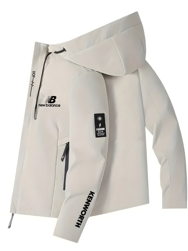 Vyrų sportinis švarkas su gobtuvu, stovinčiu apykaklė, užtrauktukas, spaudinys, pavasario–rudens sezonai