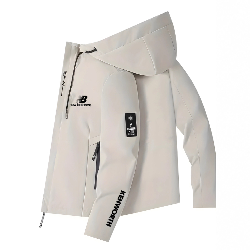 Vyrų sportinis švarkas su gobtuvu, stovinčiu apykaklė, užtrauktukas, spaudinys, pavasario–rudens sezonai