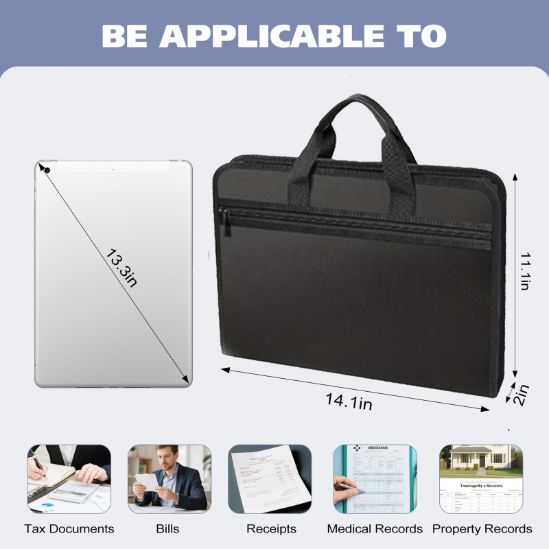 Ανθεκτικός στη φωτιά φάκελος εγγράφων τύπου ακordeόν, υλικό σιλικόνης-ινώδες γυαλί, 13 θήκες, πάχος 5 mm, εκτύπωση λογοτύπου