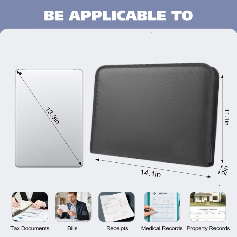 Ανθεκτικός στη φωτιά φάκελος εγγράφων τύπου ακordeόν, υλικό σιλικόνης-ινώδες γυαλί, 13 θήκες, πάχος 5 mm, εκτύπωση λογοτύπου