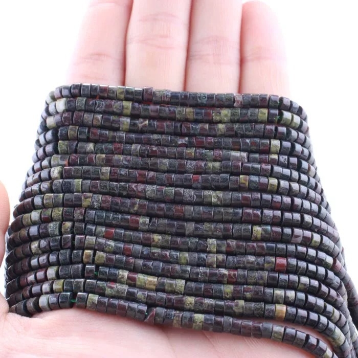 Bloodstone ορθογώνιες διαχωριστικές χάντρες, λείανισμένες για DIY κοσμήματα σετ