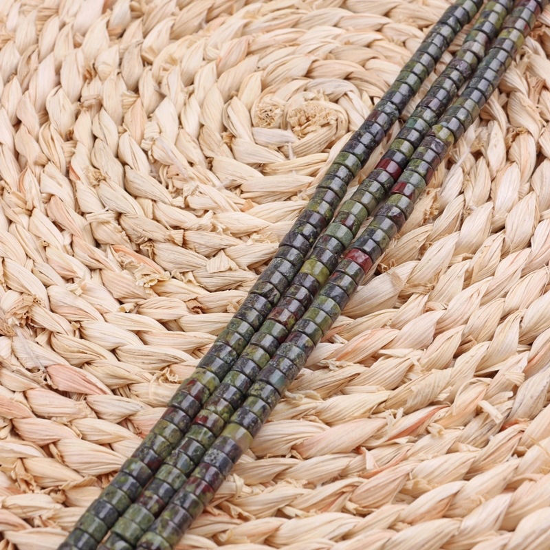 Bloodstone ορθογώνιες διαχωριστικές χάντρες, λείανισμένες για DIY κοσμήματα σετ