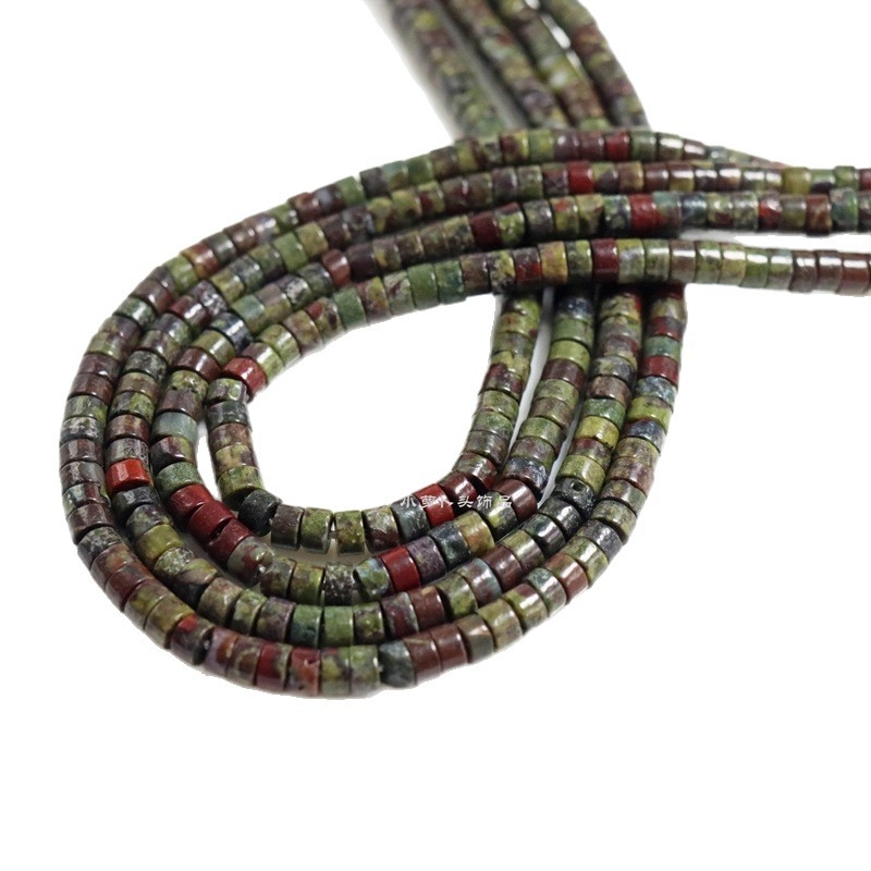 Bloodstone ορθογώνιες διαχωριστικές χάντρες, λείανισμένες για DIY κοσμήματα σετ