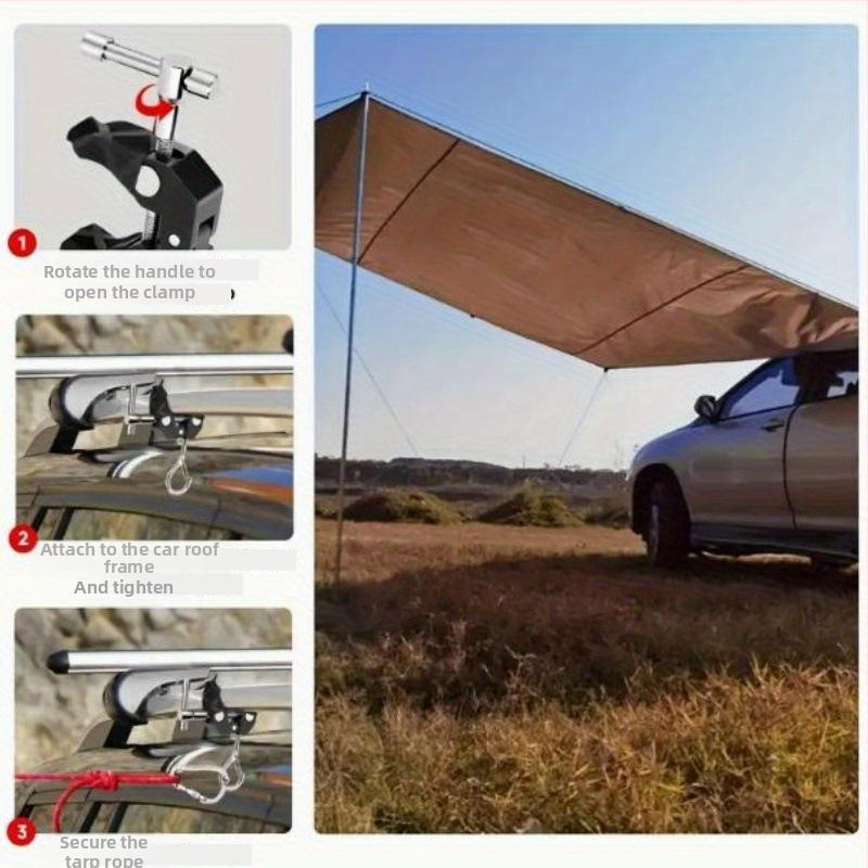 Алуминиев клип за фиксиране на палатка към страничен автомобилен покрив, краб-захват и телескопична пръчка — палатки и навеси аксесоари | Материал: алуминиева сплав; Категория: палатки и навеси; Марка: Без марка; Произход: Китай