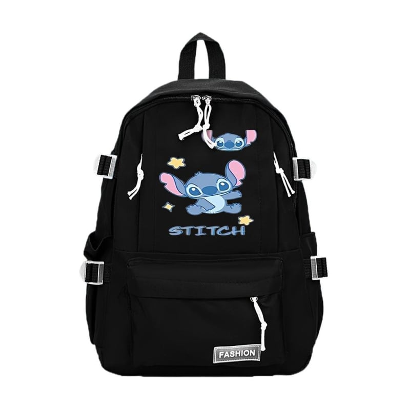 Stitch motyvo nailono kuprinė laisvalaikio kelionėms, poliesterio vidinė apdaila, laminuota vidinė kišenė, užtrauktukas