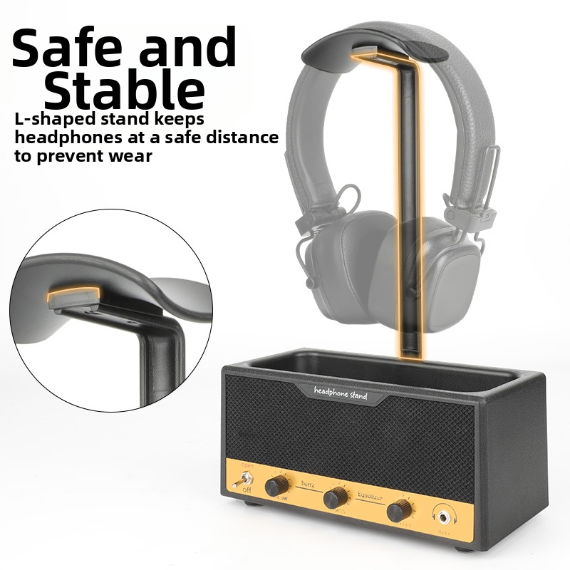 Stojan na stolné ukážky slúchadiel a reproduktorov – viacúčelový úložný regál, plast, 1-podlažný, pohyblivý