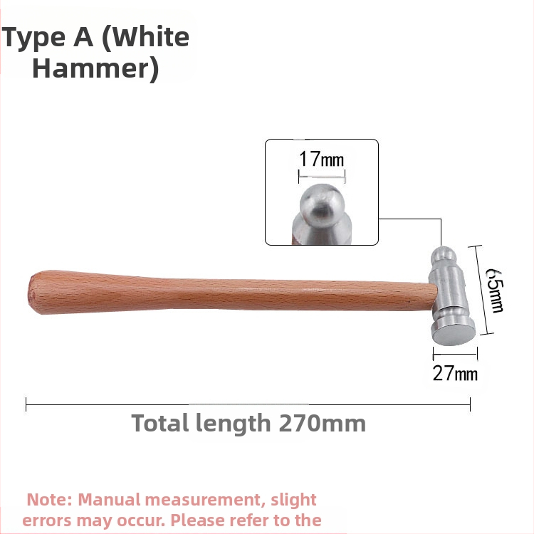 Σφυρί με ξύλινο κοντάκι, στρογγυλή κεφαλή, σιδερένια επίπεδη κεφαλή, χειροποίητο εργαλείο μεταλλουργίας κοσμημάτων