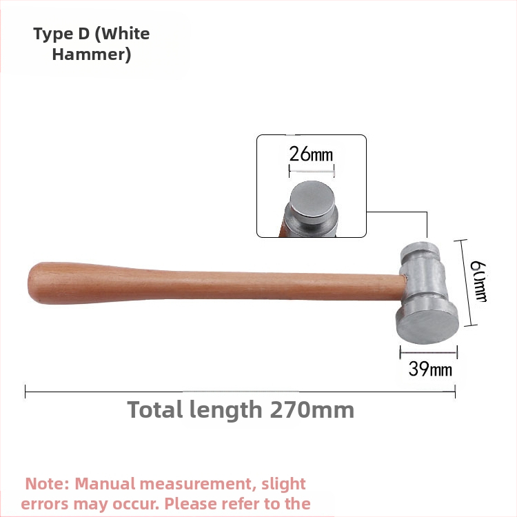 Σφυρί με ξύλινο κοντάκι, στρογγυλή κεφαλή, σιδερένια επίπεδη κεφαλή, χειροποίητο εργαλείο μεταλλουργίας κοσμημάτων